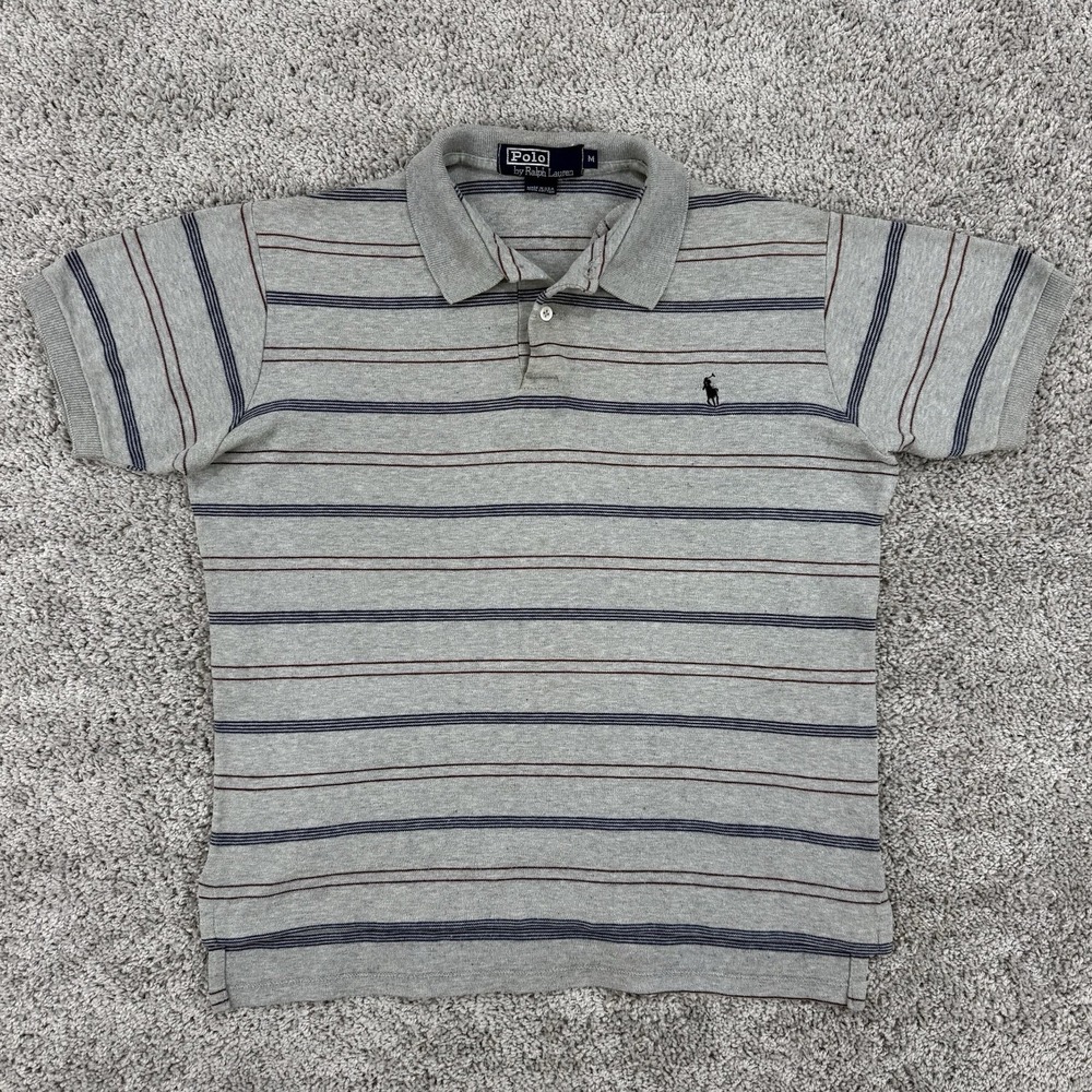 VTG Polo Ralph Lauren Polo Men's M Striped Slim Fit Made In USA Short Sleeve